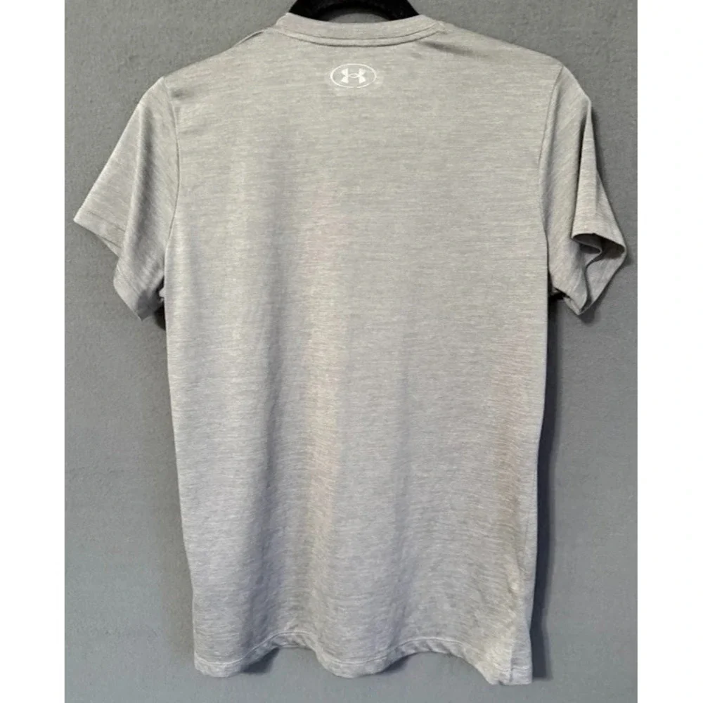 Under Armour T Shirt HeatGear Women‎ Medium Gray V Neck Loose Fit Short Sleeve - Picture 2 of 14